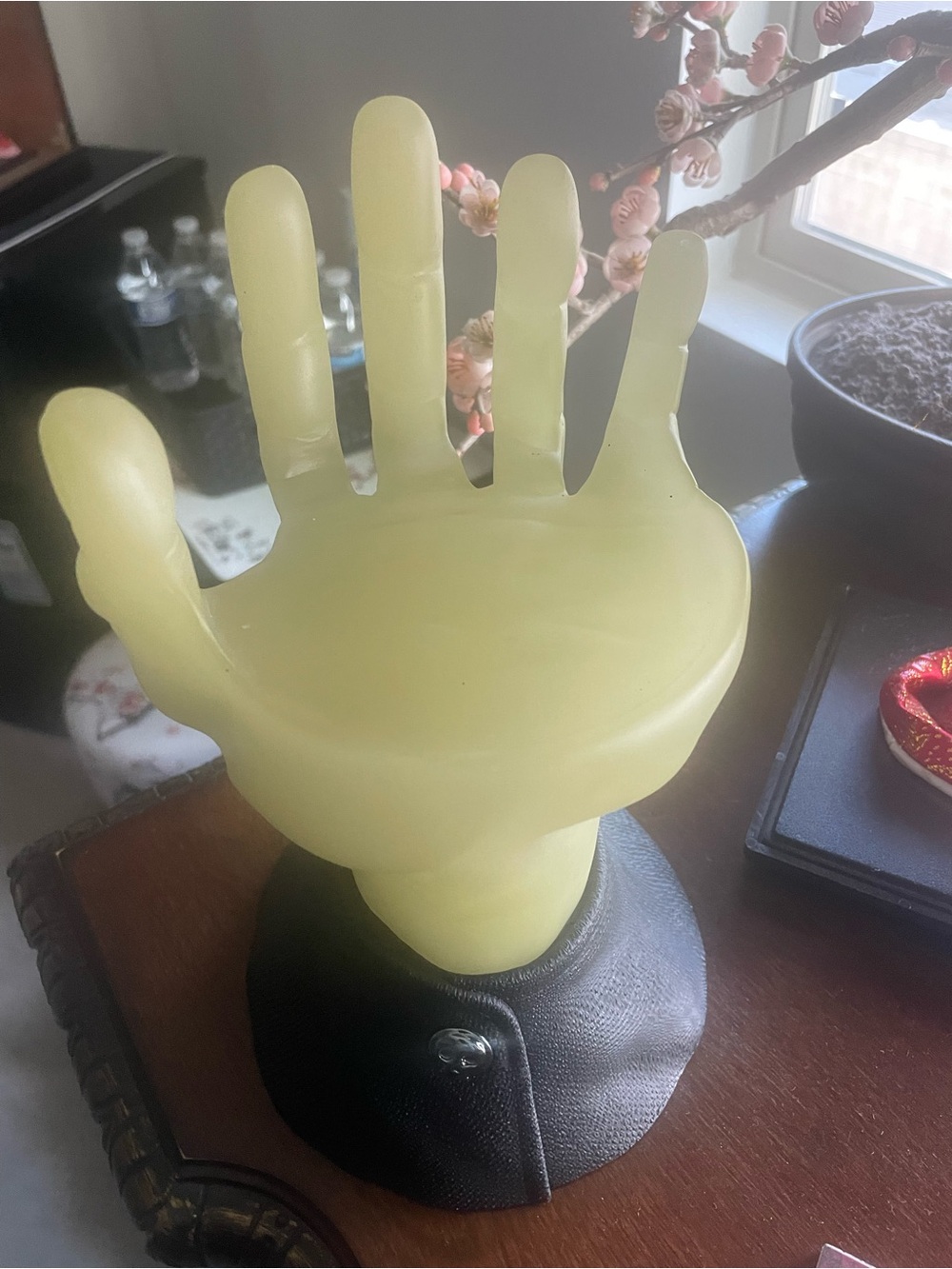 Bath & Body Works Glow-in-the-Dark Franken Hand Pedestal 3-Wick Candle Holder